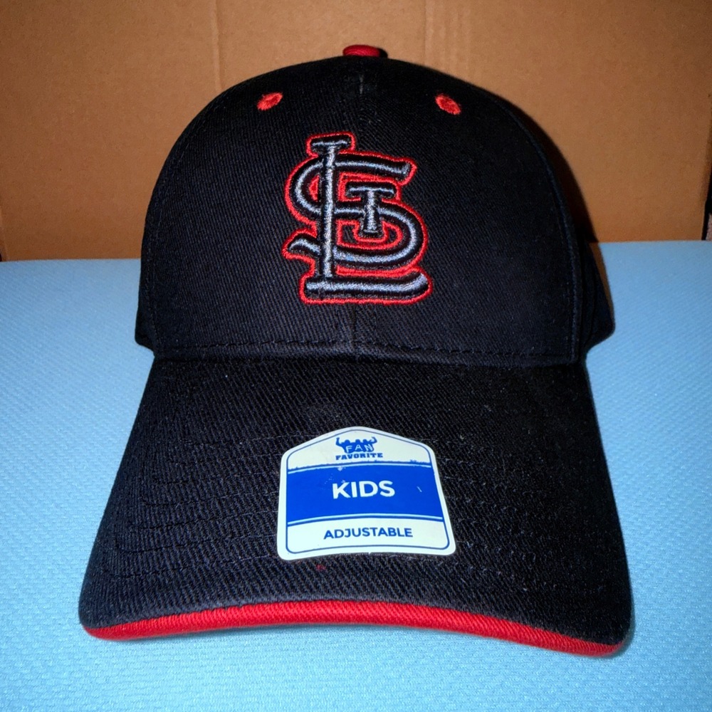 Fan Favorite St Louis Cardinals Hat Kids Adjustable NEW MLB Black Red Snapback